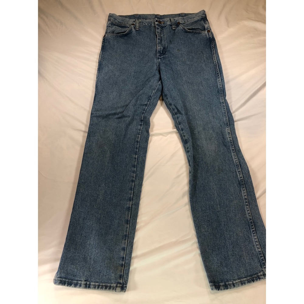 Wrangler 936ATW Cowboy Cut Slim Fit Jeans Men 34x32 Blue Denim High Rise Western